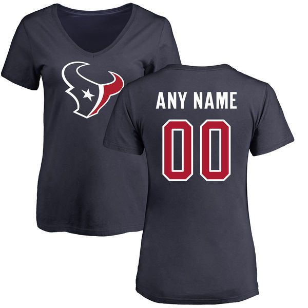 WoMen Houston Texans NFL Pro Line Navy Any Name  Number Logo Personalized Slim Fit T-Shirt->->Sports Accessory